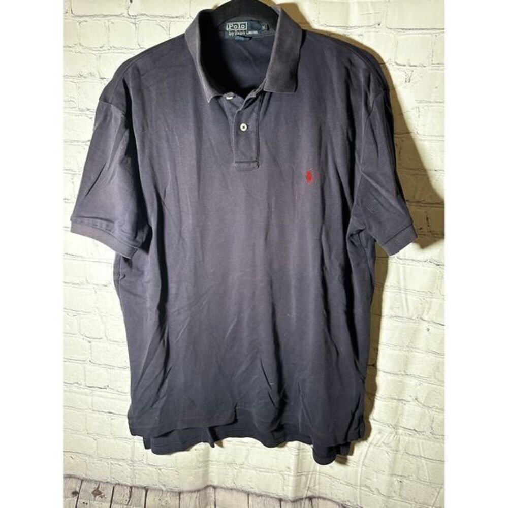 POLO RALPH LAUREN MENS DARK BLUE POLO SHIRT (M) EUC GENTLY WORN